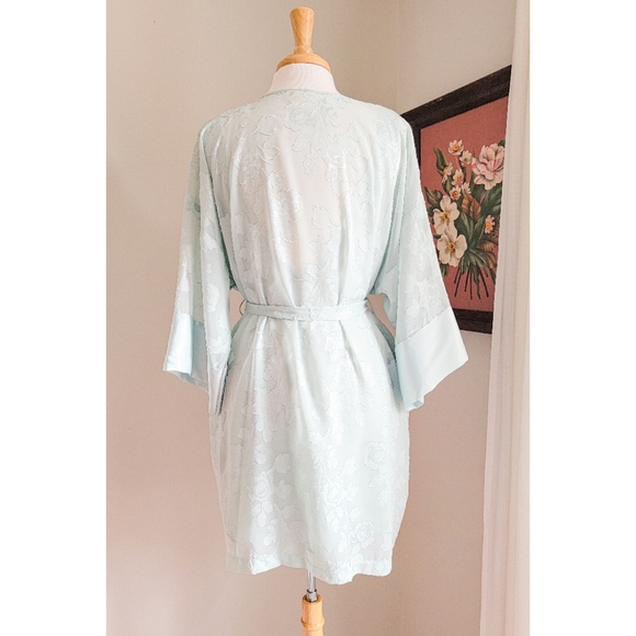 Vintage Sheer Floral Two Piece Robe & Slip Matching Set L.A. Intimates Nightgown - Picture 13 of 16